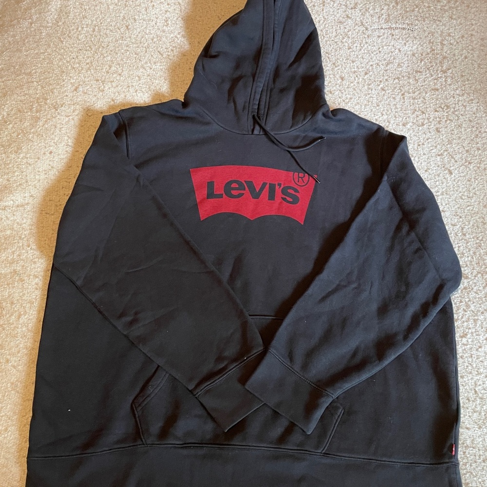 Levi's Black Pullover Hoodie with Red Logo